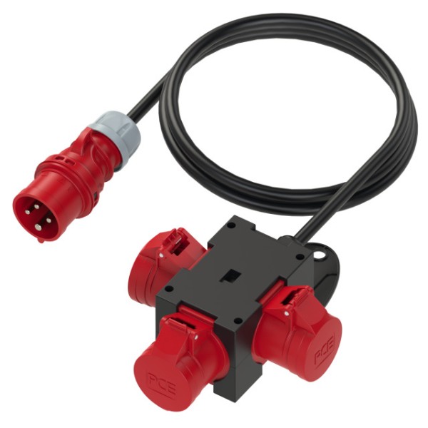 11745 PCE 9430343 St. Anton mobiler Kleinverteiler CEE 16A-4P-IN, 3x CEE 16A-4P-OUT