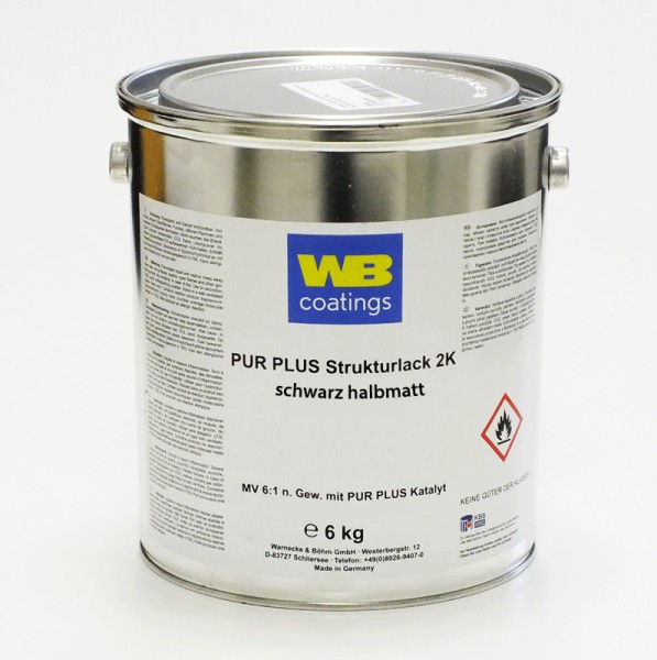 67514 WB 2-K PUR PLUS Strukturlack 6kg RAL 9005 schwarz halbmatt (ohne Katalyt)