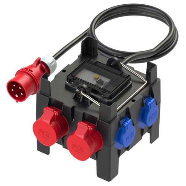 11739 PCE 9030004 IMST Mobilverteiler 2x CEE16A, 5x Schuko-OUT + FI 40A