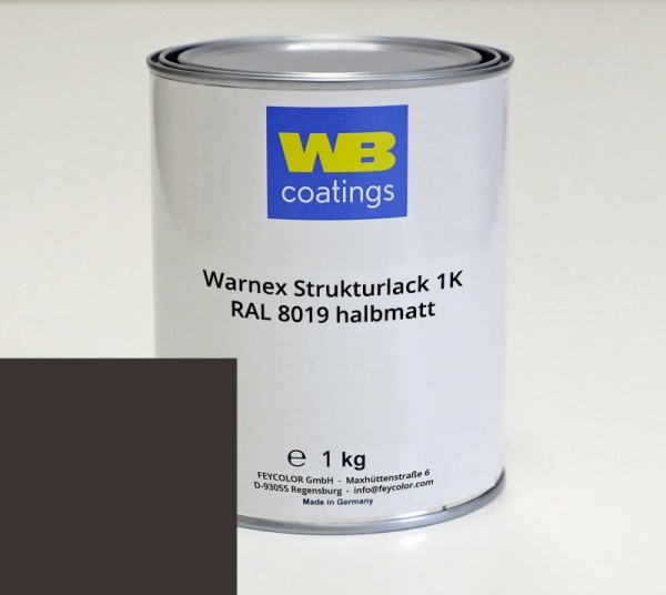 67116 1kg Warnex Strukturlack graubraun RAL 8019 halbmatt